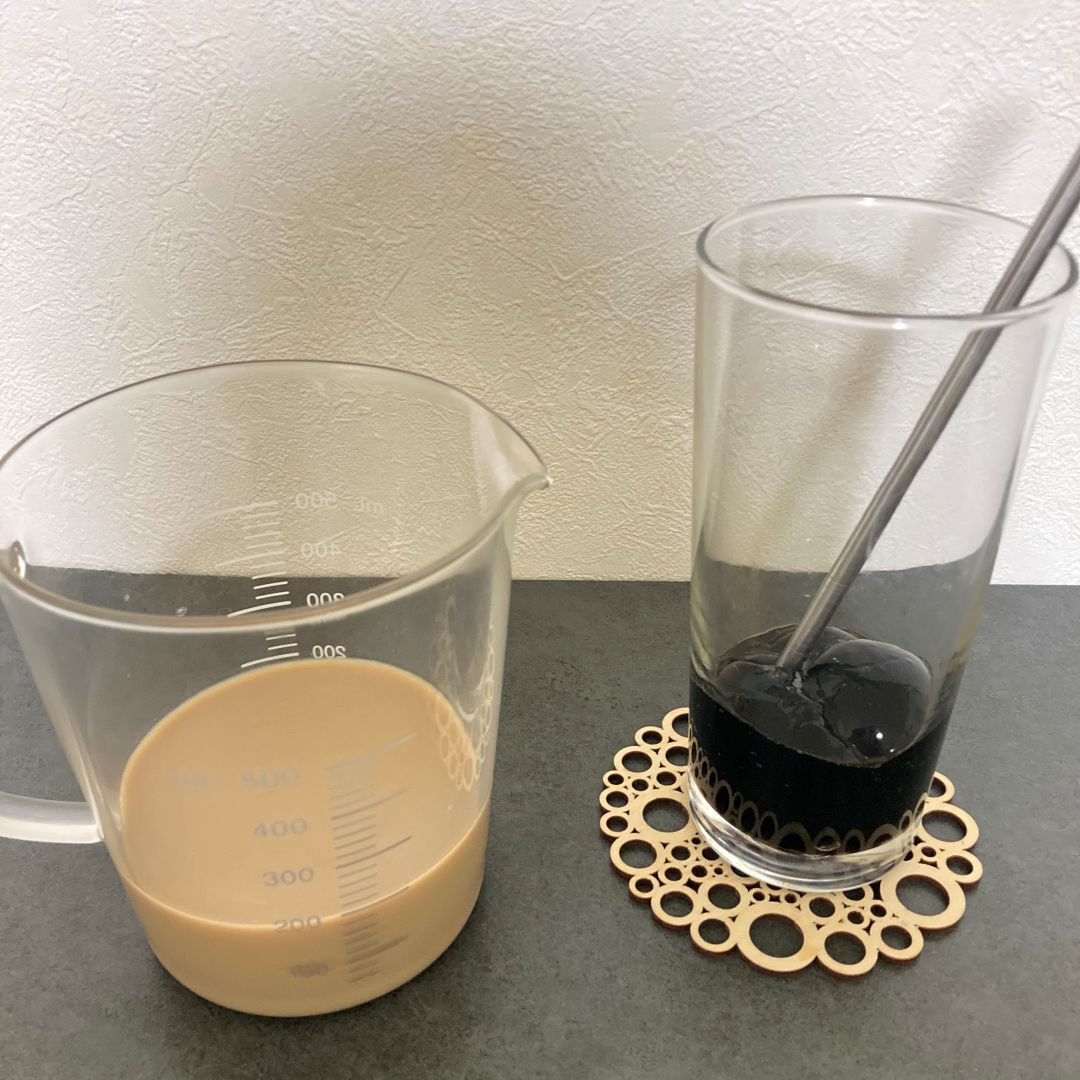 カフェオレ途中