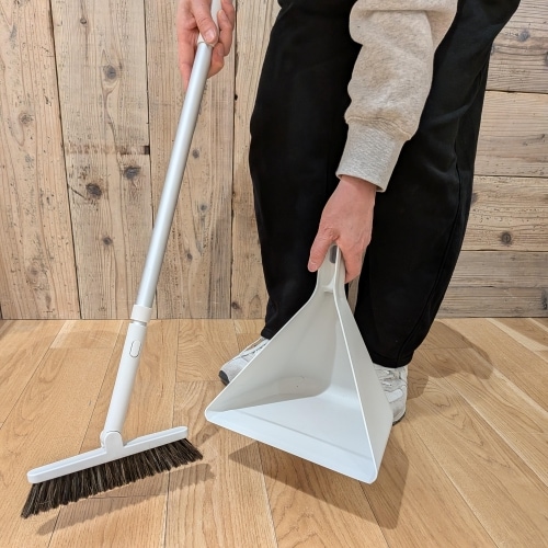 手にほうきとちりとり