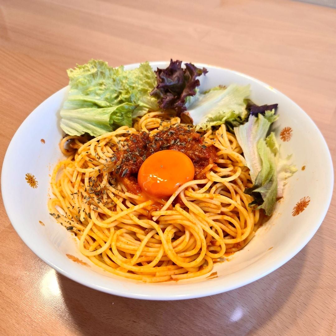 【ザ・モール仙台長町】器に盛られた、夏野菜とベーコンのトマトソースパスタ