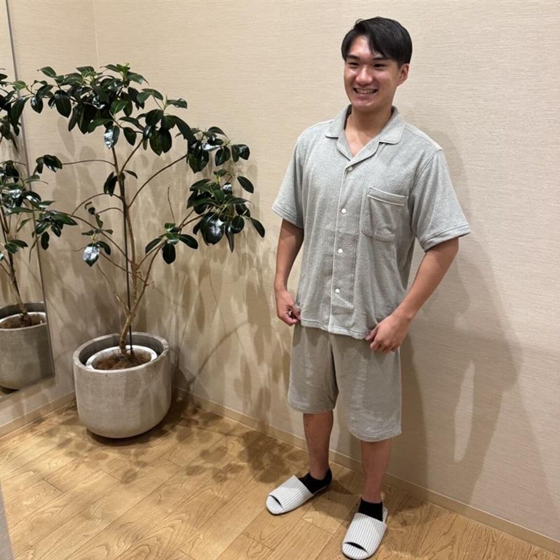 紳士  着るタオル 両面パイル 半袖パジャマ