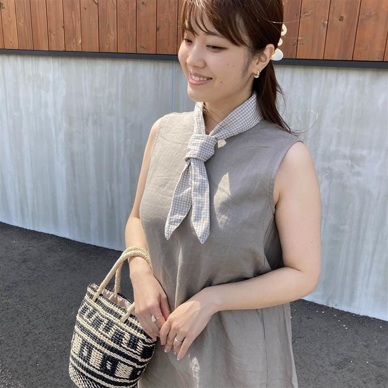 リネン洗いざらしスリーブレスワンピース