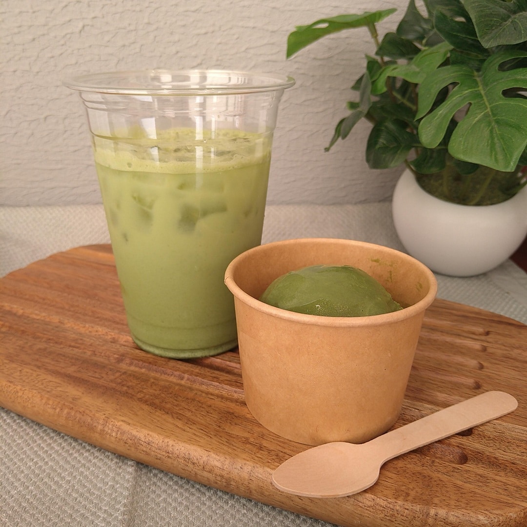 抹茶ラテと宇治抹茶アイス