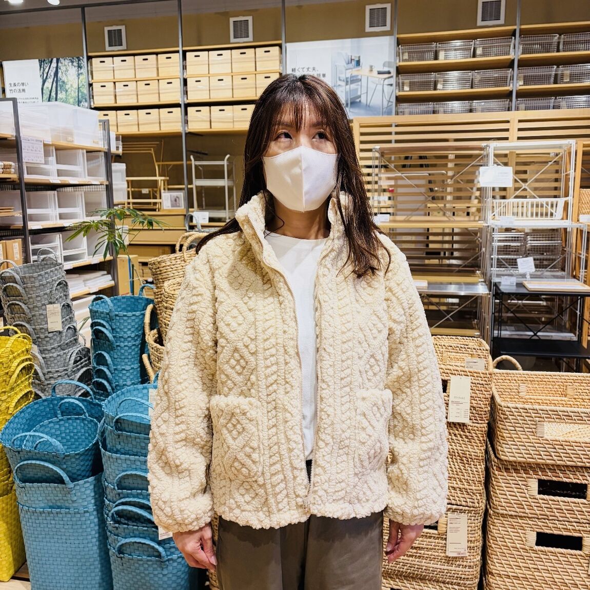【オークビレッジかみす】アラン柄ボアジャケット_c0pkia