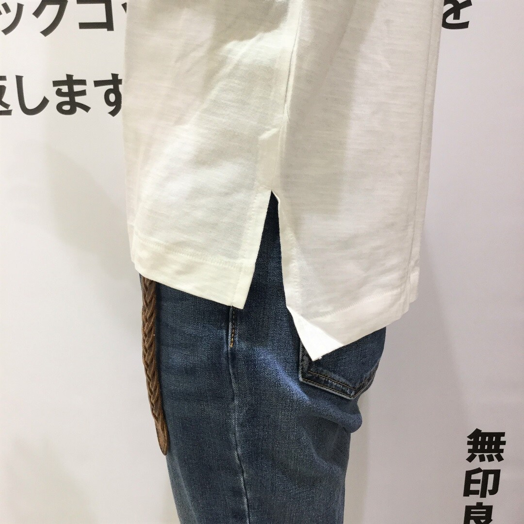 婦人ムラ糸Vネック半袖Tシャツ