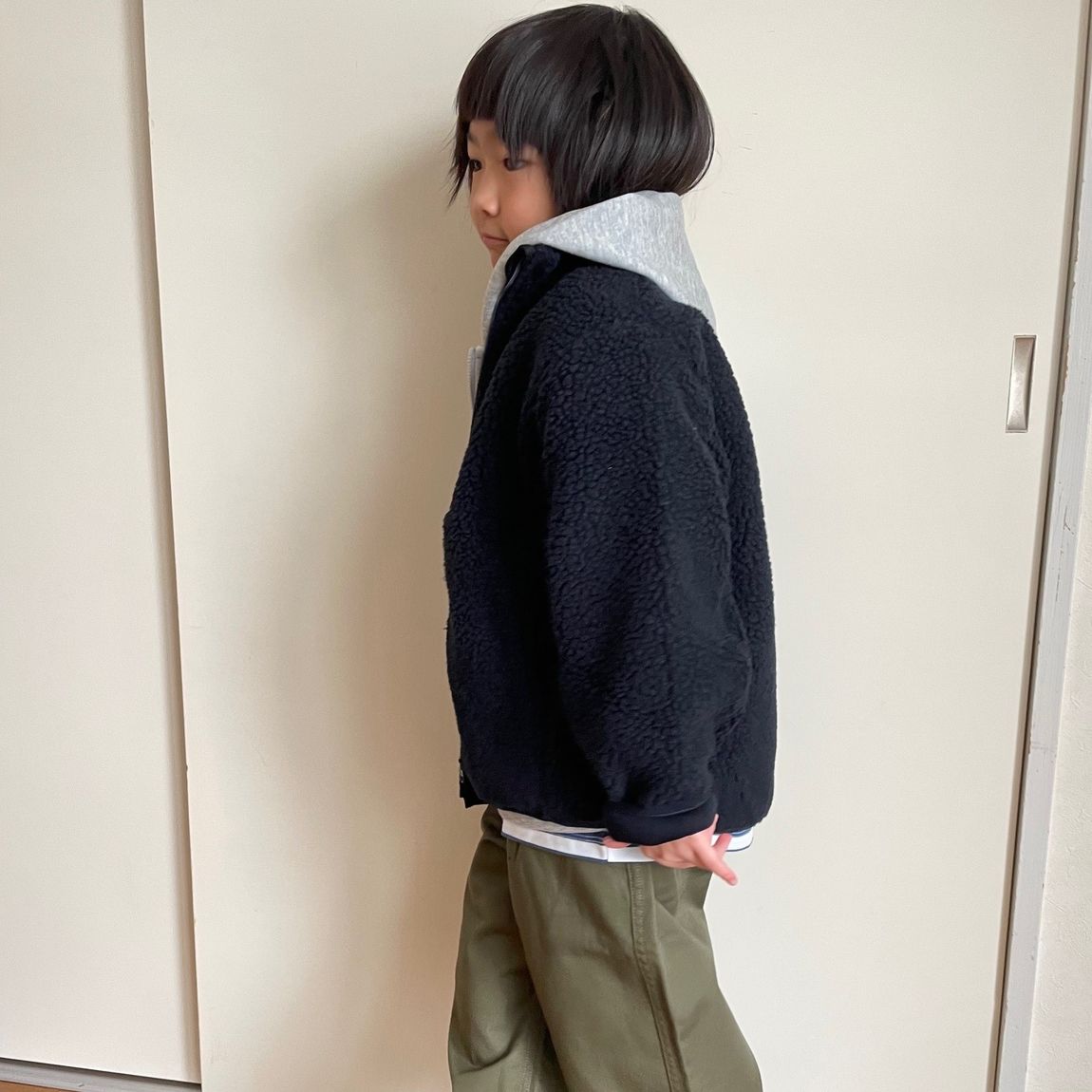 二重編みスウェットフルジップパーカ・130・グレー