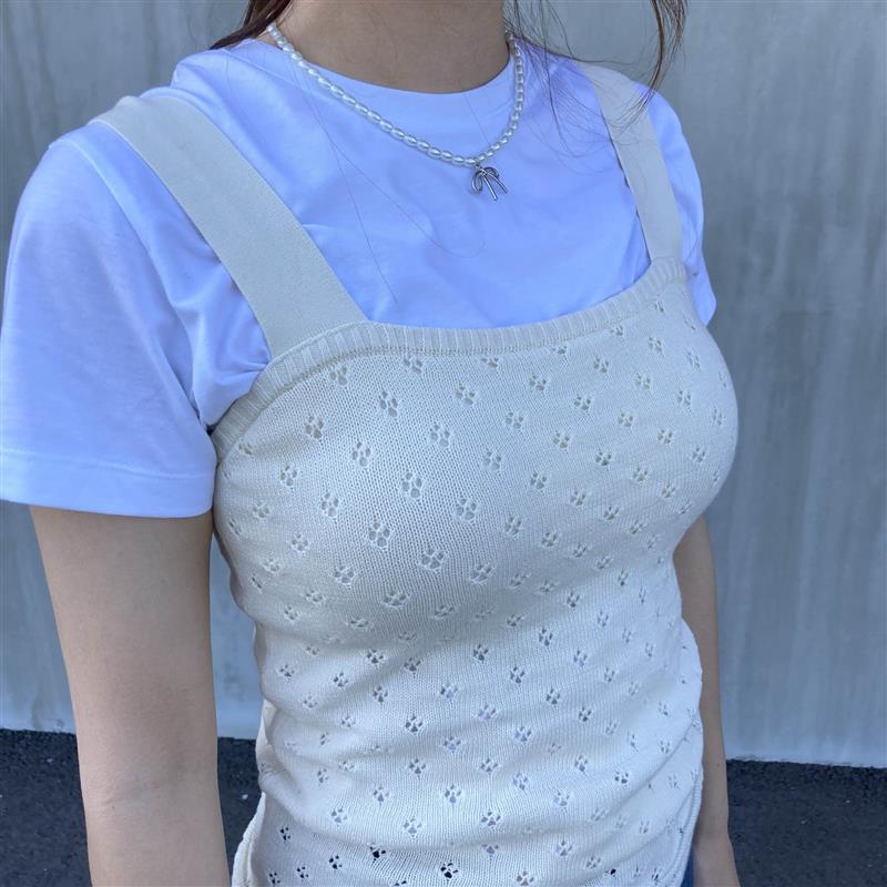 【コープさっぽろぬまのはた】コットン透かし編みニット　ブラタンクトップ：164cm_deBL3R