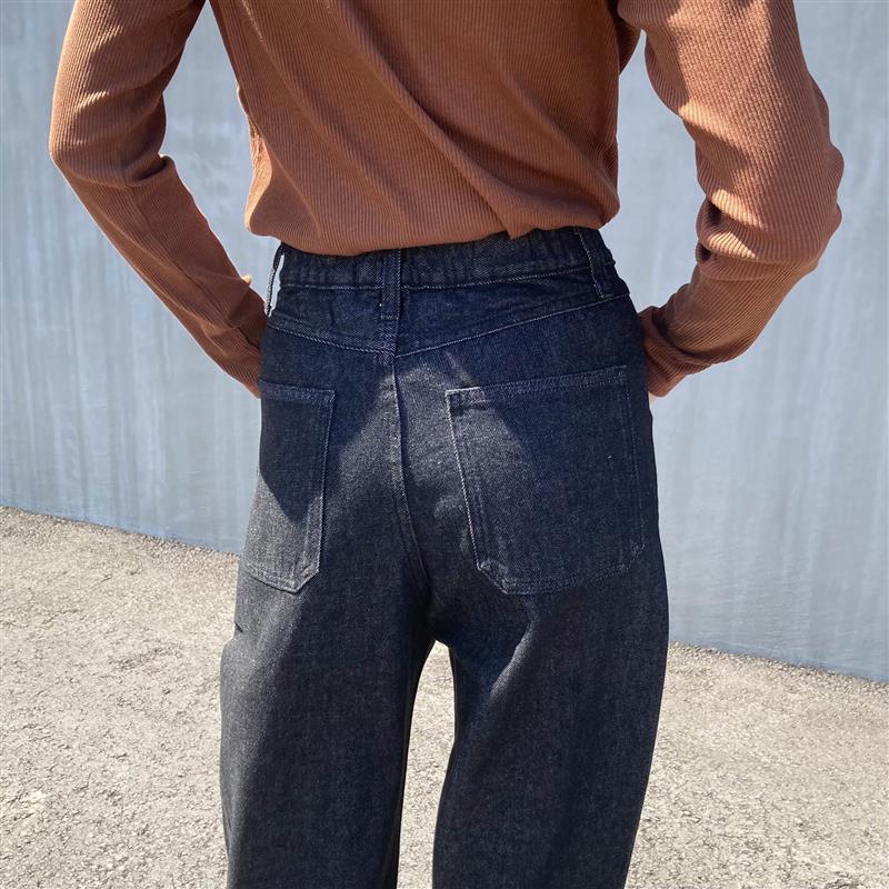 木の実から作ったカポック混　デニムバレルパンツ