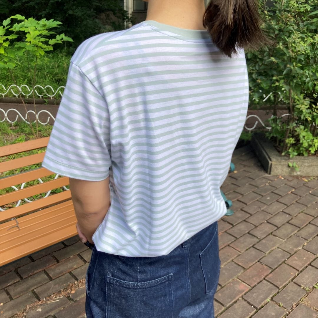 天竺編みクルーネック半袖Tシャツの後ろの写真2