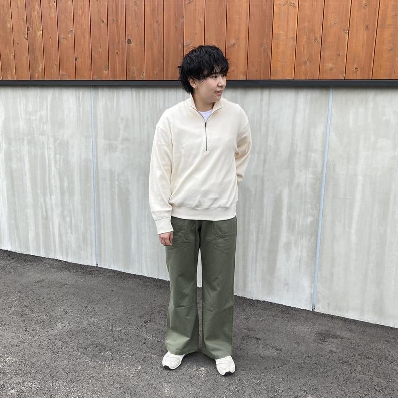 ワッフル編みハーフジッププルオーバー