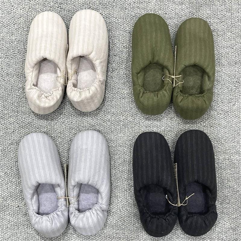 綿フランネルかかとにフィットするルームシューズ
