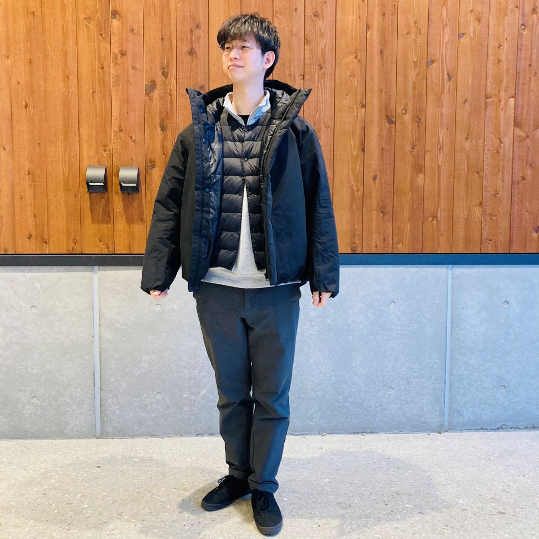 防風撥水中わたフードジャケット