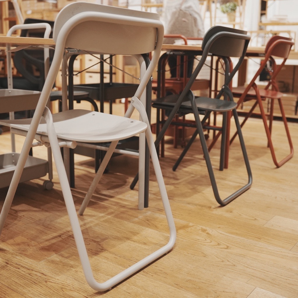 無印良品 パイプ椅子2脚セット スチールパイプ折りたたみチェア板座 | 無印良品