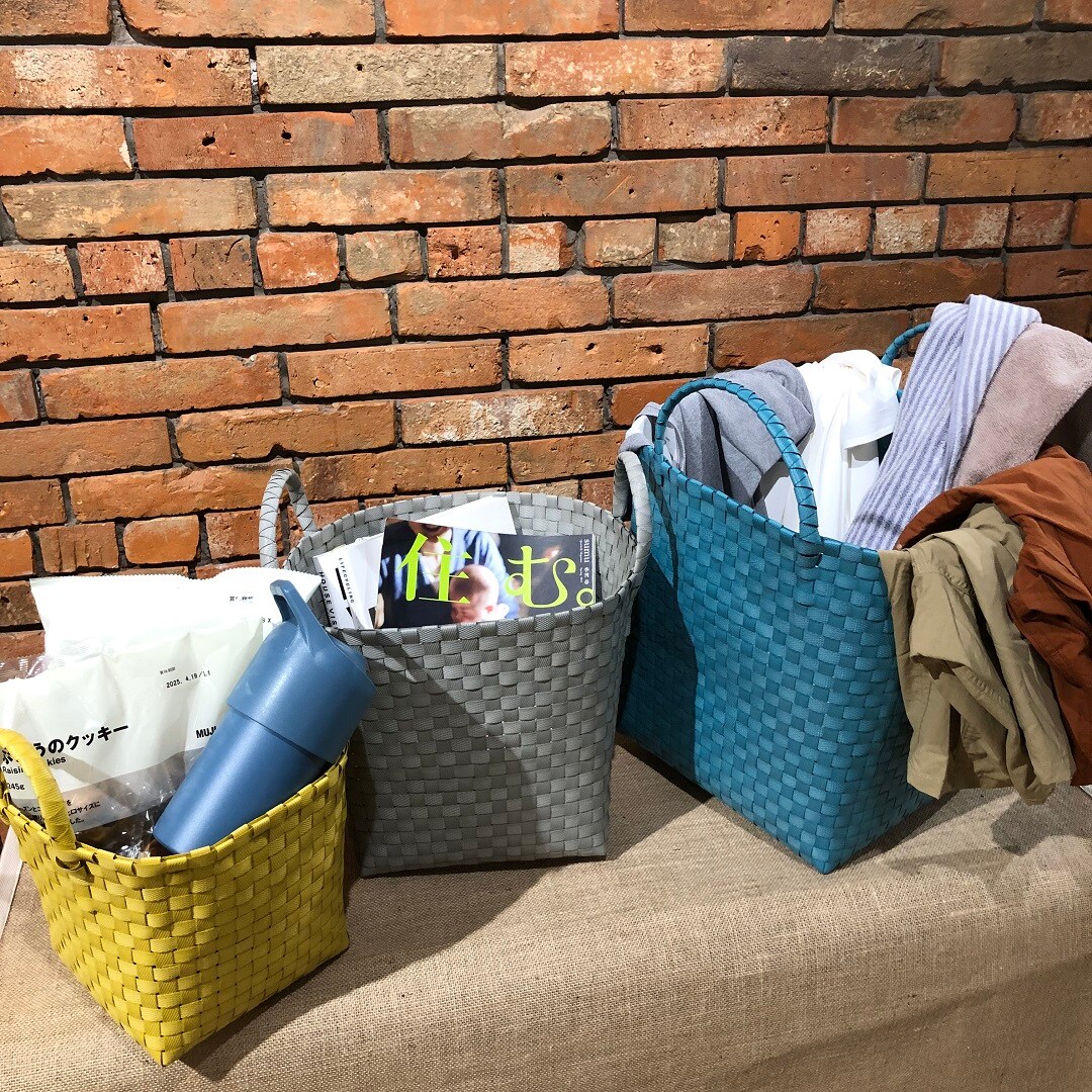 近鉄あべのハルカス】ポリプロピレン梱包バンド手編みバスケット