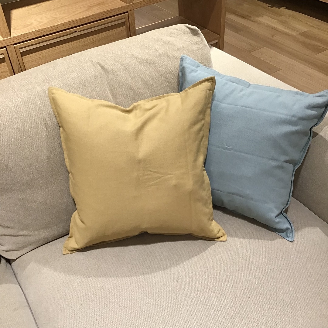 MUJI ウール混紡 クッション マスタード