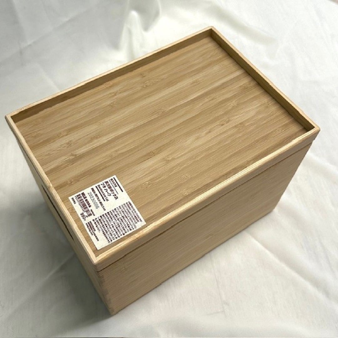 旧品】 MUJI 無印良品 重なる竹材長方形ボックス キャスター台