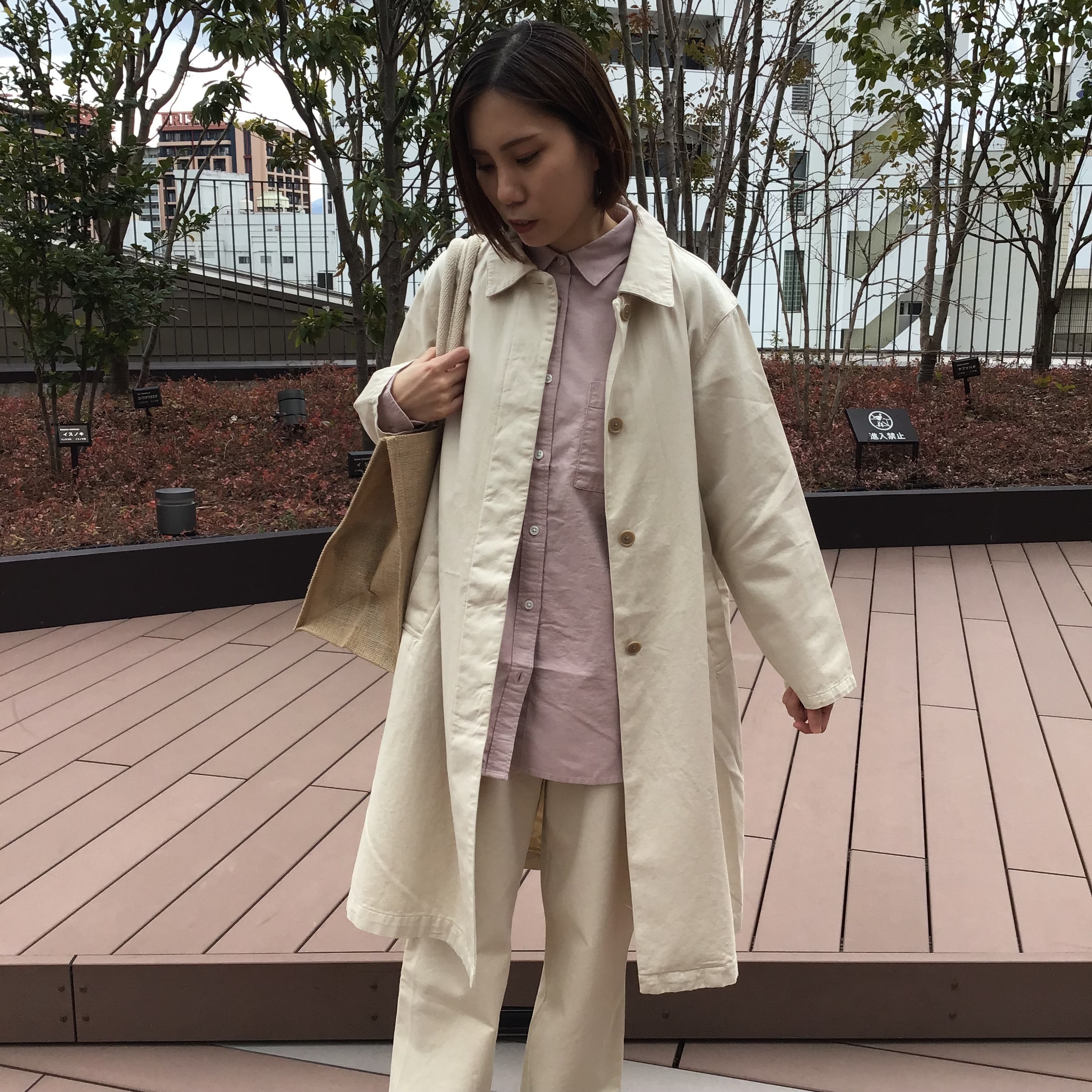 無印良品・木の実から作ったカボック混ステンカラーコート MUJI (無印良品) - ◇新品◇ 無印良品 木の実から作ったカポック