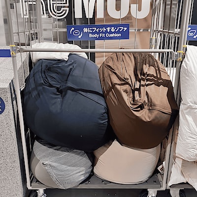 体にフィットするソファ 綿デニム ネイビー セット | 無印良品