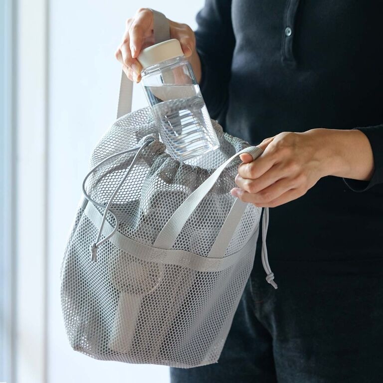 立体メッシュ 持ち手付き 巾着
