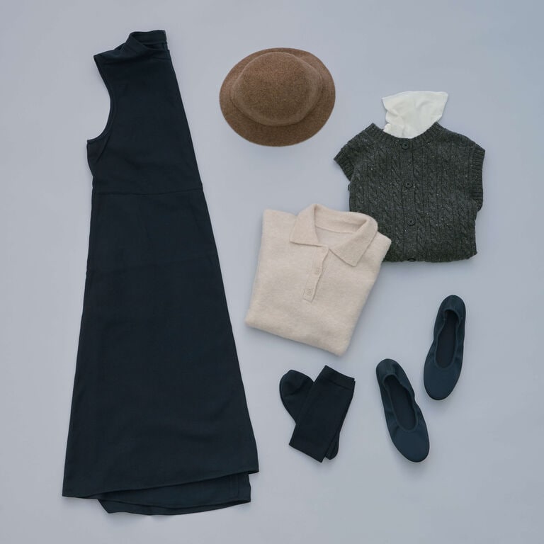 Day5 そのままじゃない、ワンピースの楽しみ方 | 装いを、もっと自由に。冬の一週間コーディネート