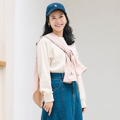 肌触りやわらかな、ワッフル編みのTシャツ ｜ スタッフのリアルな着こなし