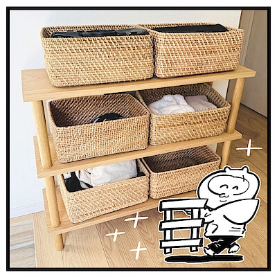 「すぐに作れて、設置しやすい」｜ 手軽に組み立てられる木製シェルフ　棚３段　オーク材突板