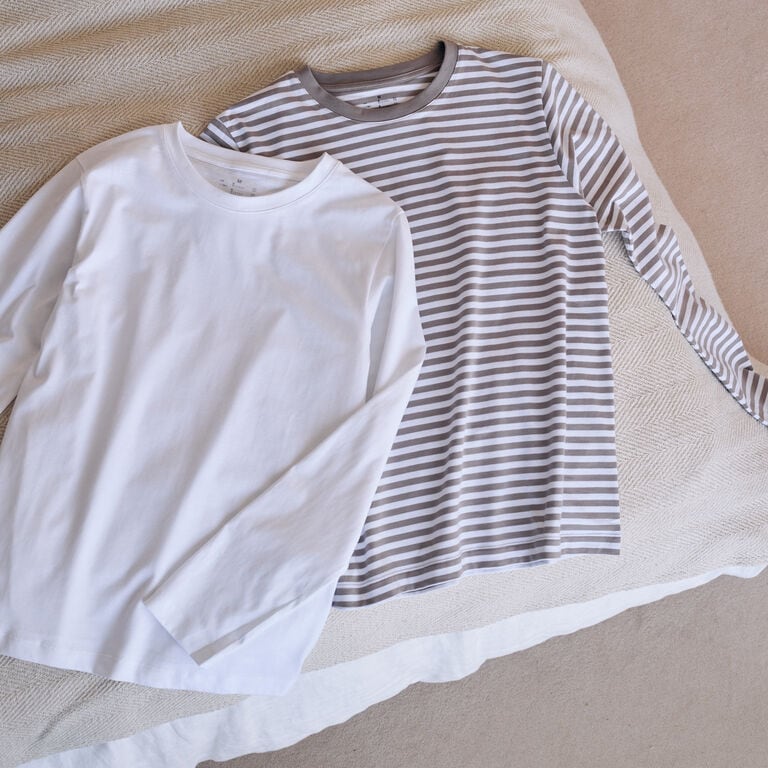 天竺編みクルーネック長袖Ｔシャツ