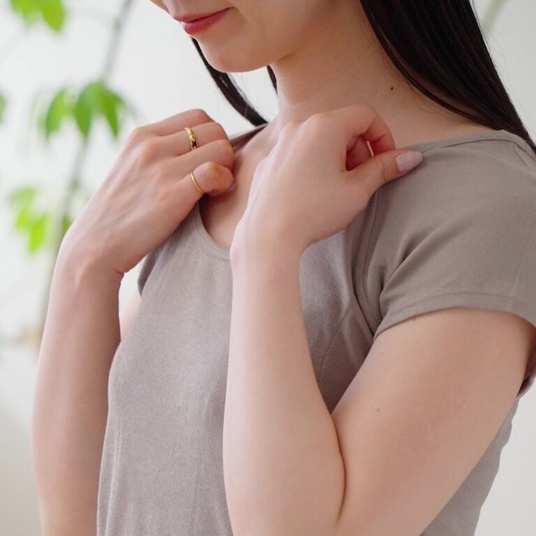 さらっと綿 汗取りパッド付きフレンチスリーブ