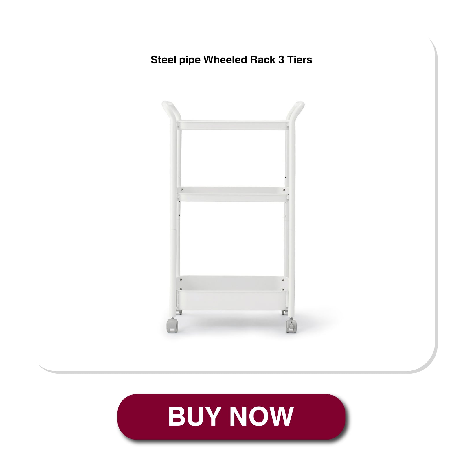 Steel pipe Wheeled Rack 3 Tiers_02