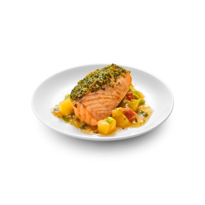 Herb-Crusted Salmon with Leek & Potato Stew