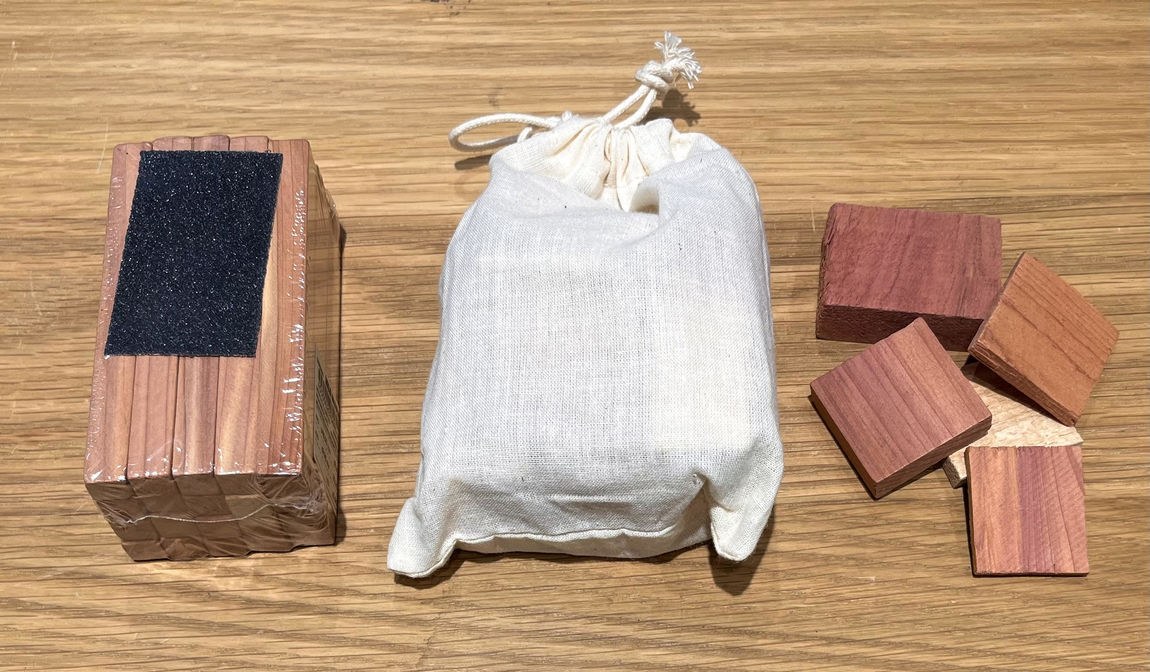 old and new red cedar block