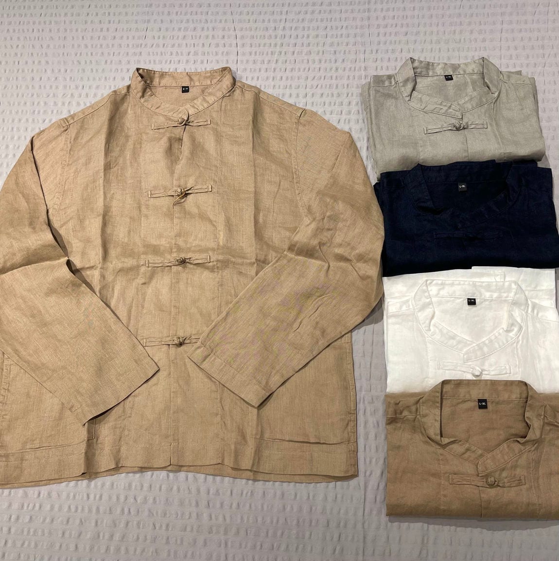 Unisex French Linen Knot Button Shirt