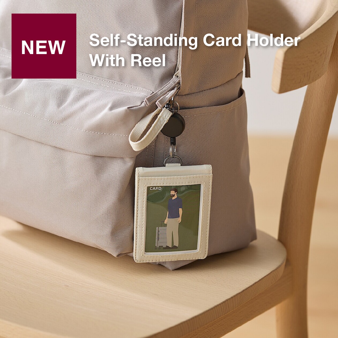 Self-standing Card holder with reel