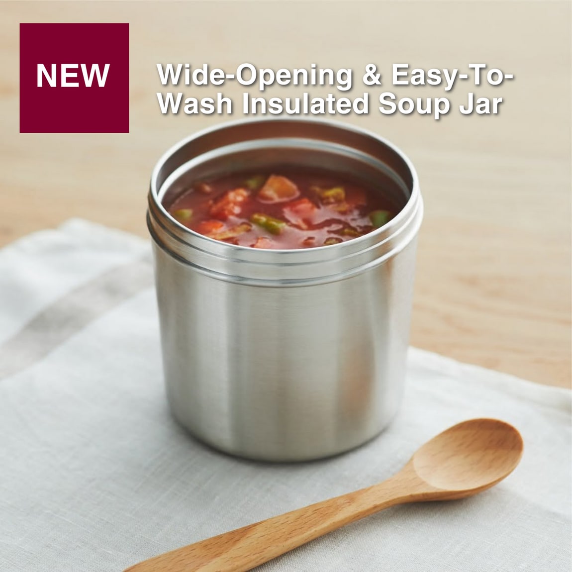 Wide-Opening & Easy-To-Wash Insulated Soup Jar
