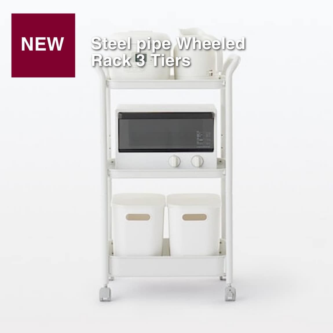 Steel pipe Wheeled Rack 3 Tiers