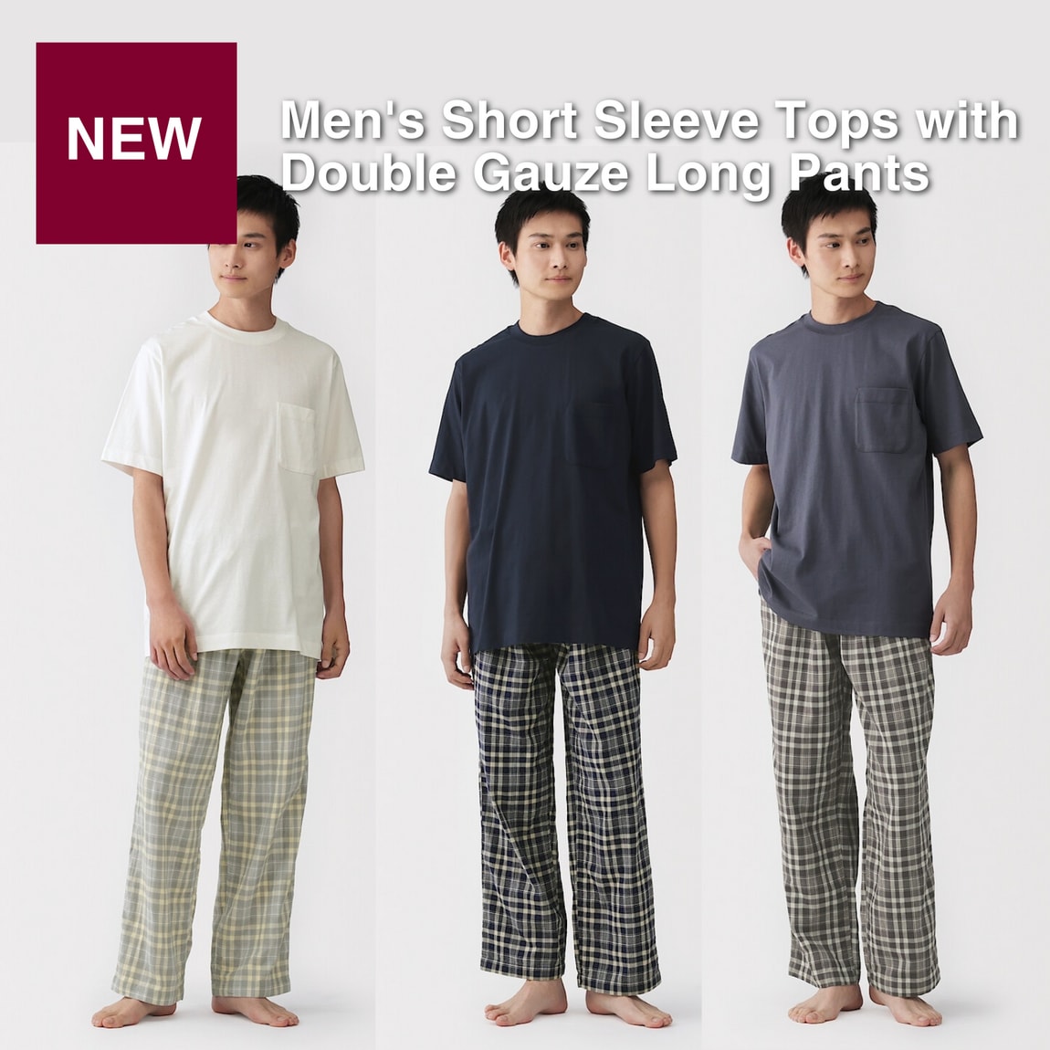 mens Tops With Double Gauze Long Pants