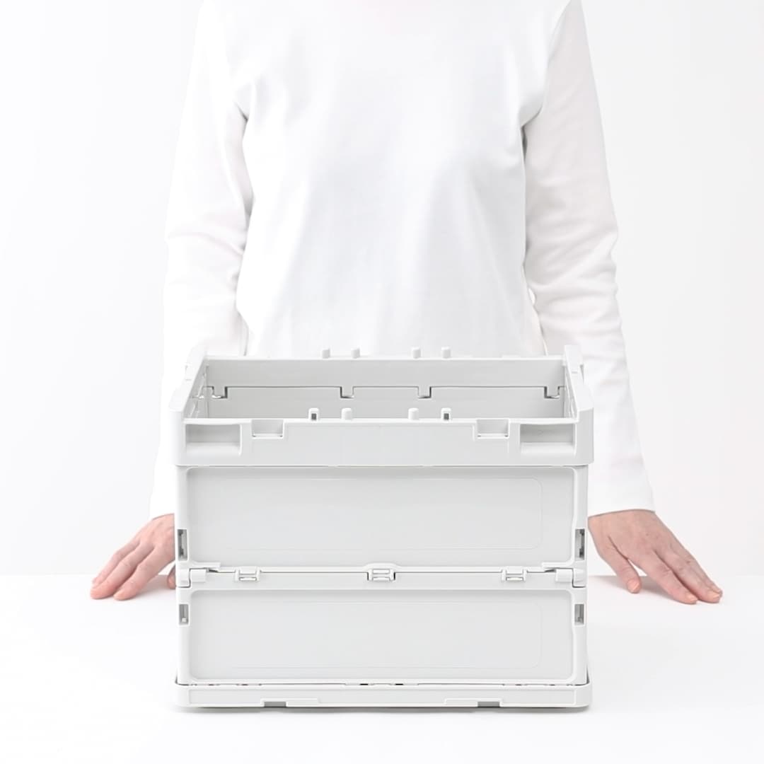 無印良品　折りたたみコンテナ　窓付　５０Ｌ　ホワイトグレー／半透明　3個セット 再生ポリプロピレン入り 折りたたみコンテナ 窓付 50L