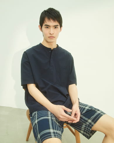男涼感鹿子織扣領短袖POLO衫