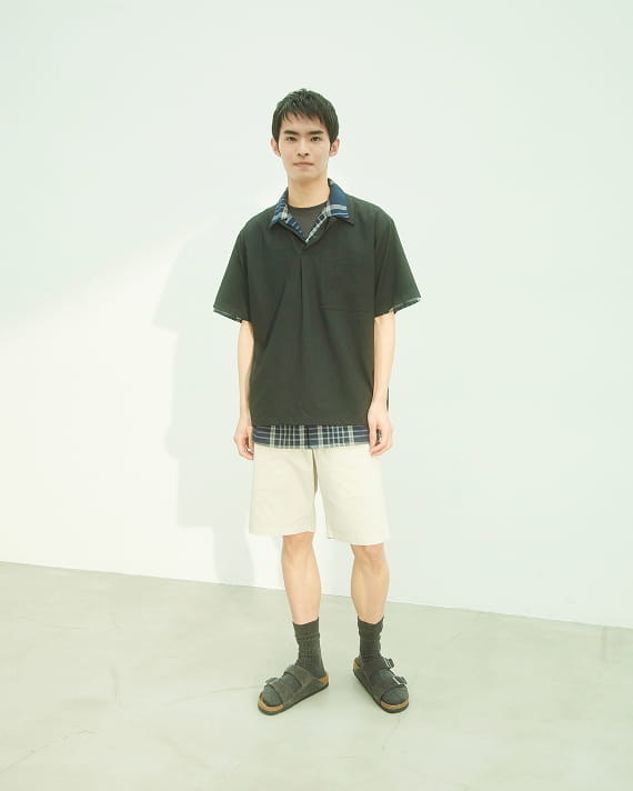 男透氣打褶錐形褲