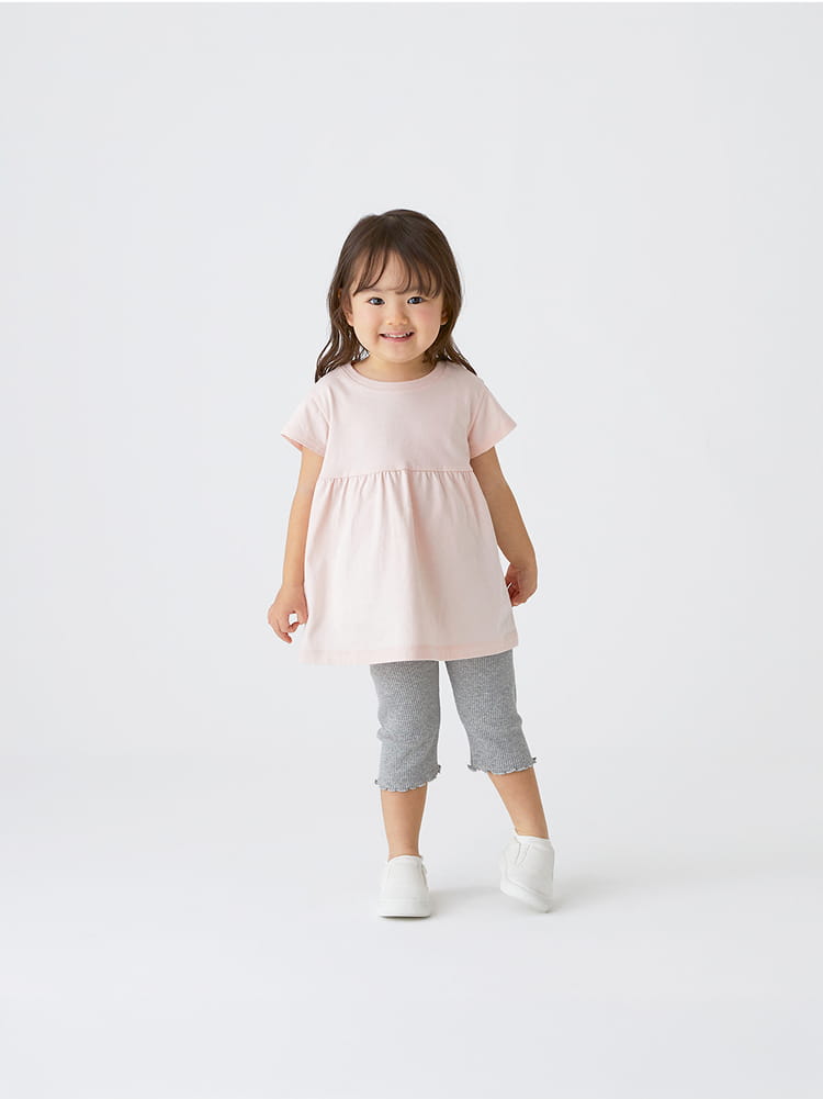 ベビー あたまするっとワッフル編みクルーネック半袖Ｔシャツ および ベビー あたまするっと太番手クルーネック半袖Ｔシャツ 着用画像