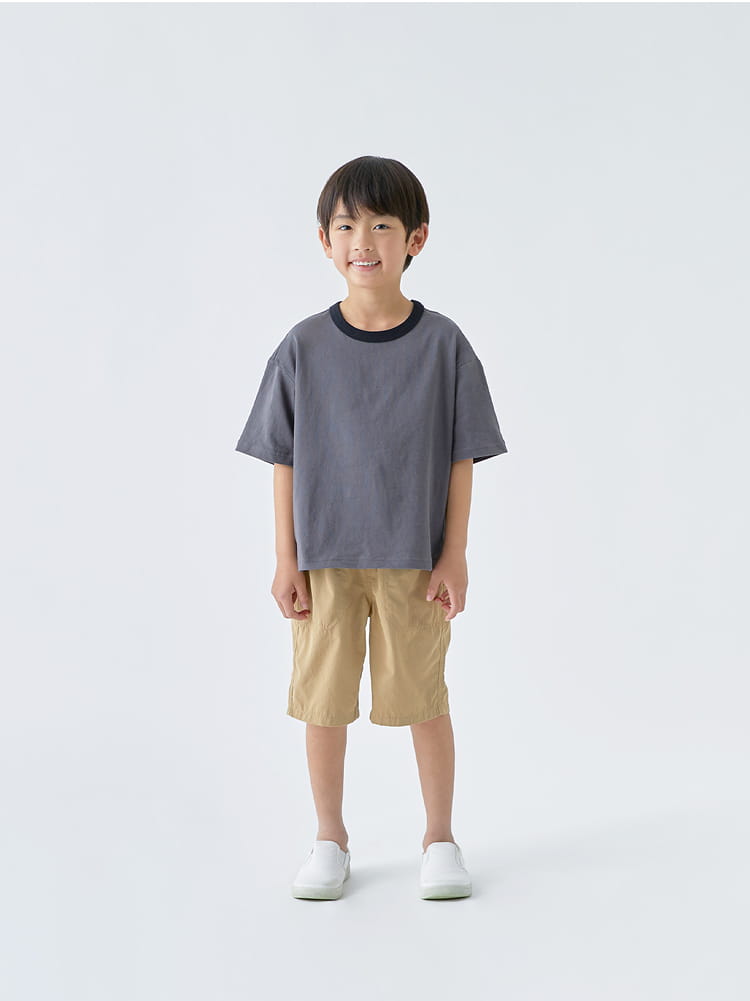 キッズ 太番手クルーネック五分袖Ｔシャツ 着用画像